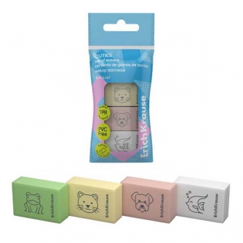Ластик ErichKrause Cuties в наборе 4 шт арт.63053