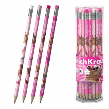 Карандаш ErichKrause HB ч/гр. с ластиком CapyBarbara, круглый, пластиковый арт.62771