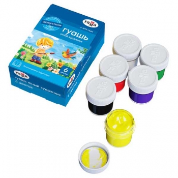 Гуашь ЮНЫЙ ХУДОЖНИК NEW, 06цв, 17,5мл арт.221009