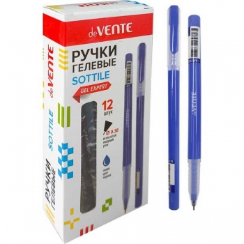 Ручка гелевая deVENTE Sottile, 0.38мм, синий корп., грип-зона, синяя арт.5051515