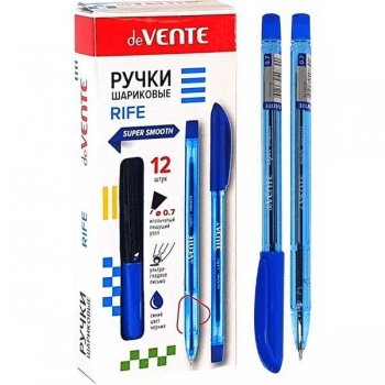 Ручка шариковая deVENTE Rife, 0.7мм,  полупрозр. трехгран. корпус, синяя арт.5070338