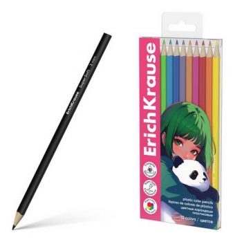 Карандаши ErichKrause 12цв Panda Hugs трехгранные, ПЛАСТИКОВЫЕ арт.62935