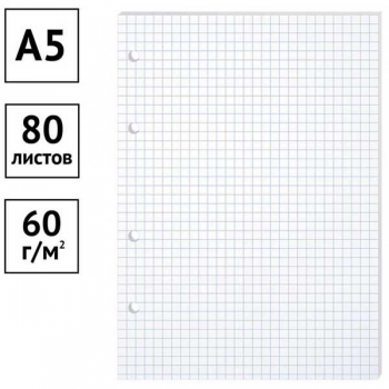 Блок сменный А5 80л для тетрадей на кольцах BG, белый арт.СБ5ту80 12357