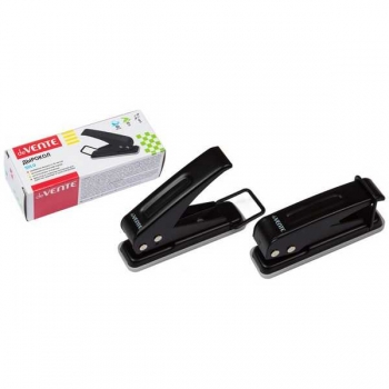 Дырокол (10 л) deVENTE металлический, на 1 отверстие, в карт. кор., черный арт. 4020400