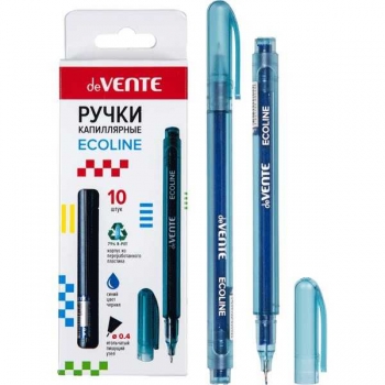 Ручка капиллярная deVENTE Ecoline 0,4мм, круглый корпус, синяя арт. 5060300