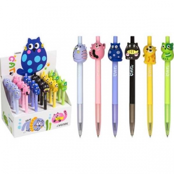 Ручка автоматическая deVENTE Cat, 0.7мм, подарочная с декор. элементом, ассорти, синяя арт.5070400