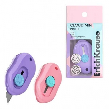 Нож канцелярский ErichKrause Cloud Mini Pastel, ассорти, в пакетике арт.62755