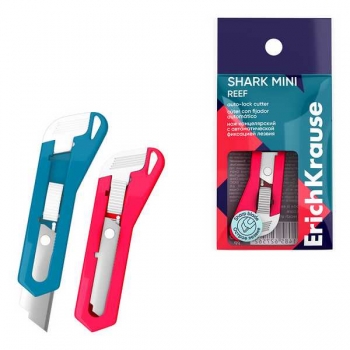 Нож канцелярский ErichKrause Shark Mini Reef, с автоматической фиксацией лезвия, ассорти, в пакетике арт.62756