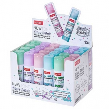 Клей-карандаш Hatber NEWtone 15г. ПВП, в карт. дисплее арт.GS_067211
