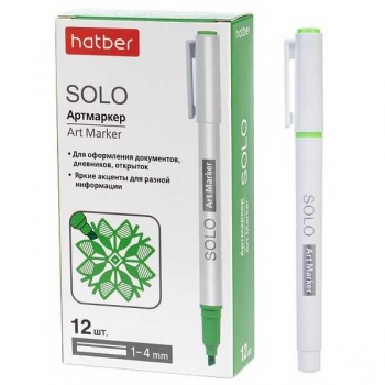 Артмаркер Hatber Solo NEON, 1-4мм, мягкий наконечник, зеленый арт.HL_088690
