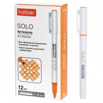 Артмаркер Hatber Solo NEON, 1-4мм, мягкий наконечник, оранжевый арт.HL_088691