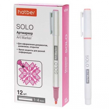 Артмаркер Hatber Solo NEON, 1-4мм, мягкий наконечник, розовый арт.HL_088692