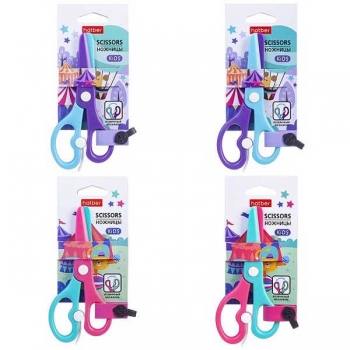 Ножницы Hatber 12 см детские пластиковые Маленький цирк, с усилителем, ассорти, в карт. блистере с е/п арт.CS_072018