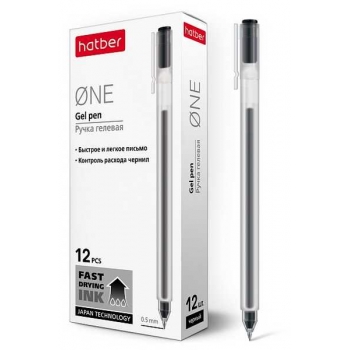 Ручка гелевая Hatber One, 0.5мм, черная арт.GP_058623