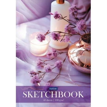 Скетчбук-блокнот А5 40л. на склейке Hatber Нежный флер, 100г/м2, глянц. лам., жесткая подложка арт.40Б5лAк/087791