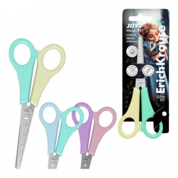 Ножницы ErichKrause Magic Pet 13,5 см, детские, ассорти, карт. блистер арт.63161