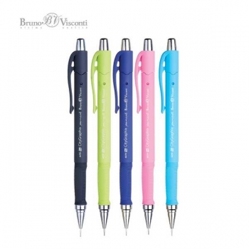 Карандаш автоматический 0.5мм Bruno Visconti CityGraphix, 2В, с ластиком, трехгран.грип, корпус ассорти арт.21-0020