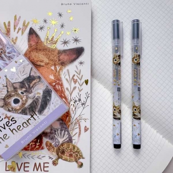Ручка гелевая Bruno Visconti UniWrite.LOVE ME.КОТИКИ СЧАСТЬЕ, 0.5мм, черная арт.20-0373/03