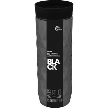Банка для сыпучих продуктов Plast Team BLACK круглая, 1,5л с завинчивающейся крышкой арт.PT1703 10 621
