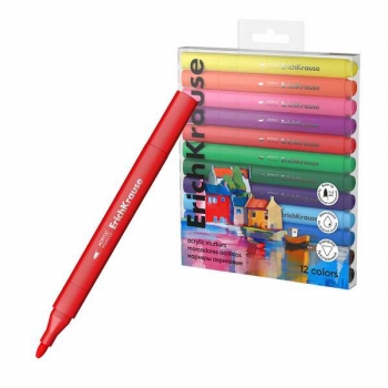 Маркеры набор 12шт/12цв. акриловые ErichKrause Art Spirit c пулевидным наконечником арт.61839