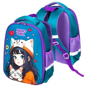 Рюкзак школьный Attomex  Optima. NekoGirl 37x28x18 (14 л) вес 700гр., 1 отдел, 2 бок. кармана арт.7033502