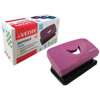 Дырокол (10 л) deVENTE Trend пластик, в карт. кор., брусничный арт. 4020505 Дырокол (10 л) deVENTE Trend пластик, в карт. кор., брусничный арт. 4020505