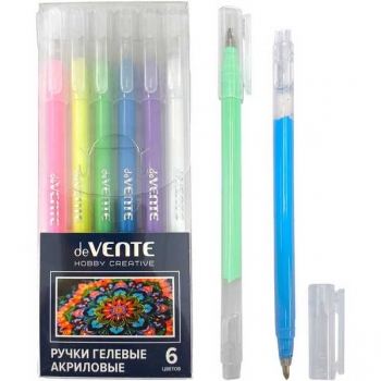 Ручки гелевые 06 цв. набор, deVENTE HOBBY CREATIVE d=1 мм, АКРИЛОВЫЕ чернила c выс. яркостью арт.5051537