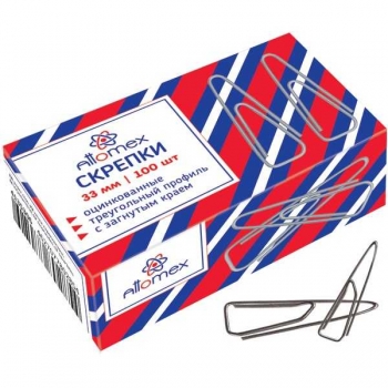 Скрепки Attomex оцинкованные 33мм, треугольные, в карт.коробке 100шт арт.4135306