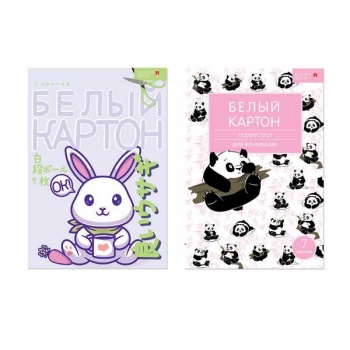 Набор белого картона А4 7 л Альт Мультики в папке, 2 вида арт.11-407-114