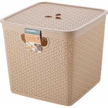 Корзина для хранения Keeplex Rattan со съемной крышкой, 21л, квадратная, 31х31х28см морской песок арт.KL1305 11 015
