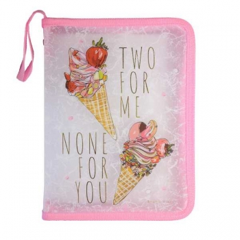 Папка д/тетр. А5 на молнии с трех сторон с окант. Bruno Visconti МОРОЖЕНОЕ, пластик, с петлей  арт.14-031/05