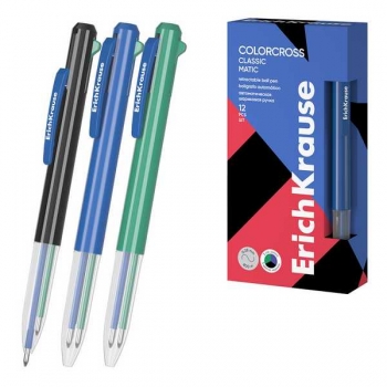 Ручка шариковая автоматическая ErichKrause 3в1 Colorcross Matic Classic, 0.7мм, синий, черный, зел. стержень арт.61090