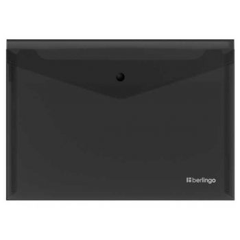 Папка-конверт А4 на кнопке Berlingo No Secret, 200мкм, полупрозрачная, черная арт.EFb_04107