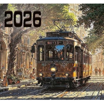 Календарь настенный МИНИ на 2026г.Трамвай 9х16,5см на 1пружине(на магните) арт.25С43_Трамвай