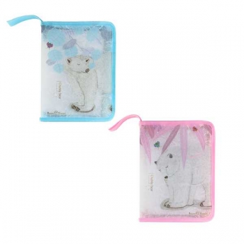 Папка д/тетр. А5 на молнии с трех сторон с окант. Bruno ViscontiБЕЛАЯ МЕДВЕДИЦА,пластик,с петлей,2 вида  арт.14-031