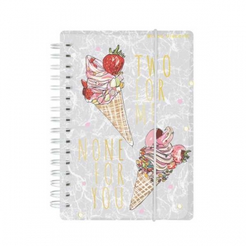 Записная книжка А6+ 80л на гребне с резинкой Bruno ViscontiCUTE JOURNAL MINI.МОРОЖЕНОЕв клетку,пласт.обл. арт.3-575/06