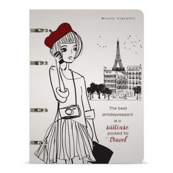 Тетрадь А5 80л на кольцах Bruno Visconti ПУТЕШЕСТВЕННИЦА в точку, пластик. обложка,со сменным блоком арт.7-80-632/07