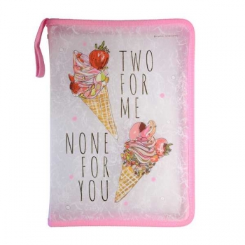 Папка д/тетр. А4 на молнии с трех сторон с окант. Bruno Visconti МОРОЖЕНОЕ, пластик, с петлей  арт.14-032/05