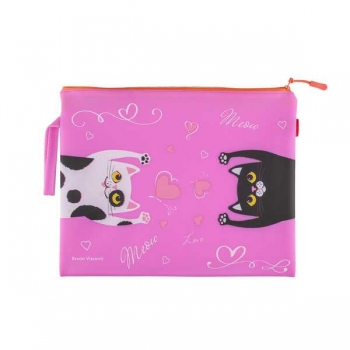 Папка на молнии А4  Bruno Visconti (340х260 мм),КОШКИ-ПОТЯГУШКИ, силикон, с петлей арт. арт.14-004/17