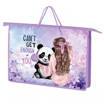 Папка А4 с ручками, пластик арт. ПТ-15 Девочка с пандой