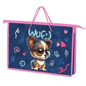 Папка А4 с ручками, пластик арт. ПТ-15 Стильный щенок