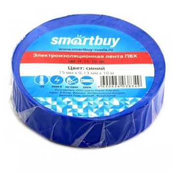 Изолента ПВХ 15мм х 10м синяя Smartbuy, 130мкм арт.SBE-IT-15-10-db
