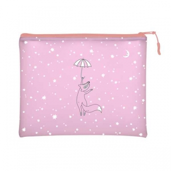 Папка на молнии А5+  Bruno Visconti (260х200 мм),ВЕСЕЛЫЙ ЛИС, силикон, с петлей арт. арт.14-005/07