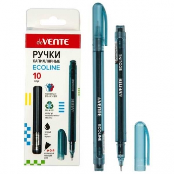 Ручка капиллярная deVENTE Ecoline 0,4мм, круглый корпус, черная арт. 5060301