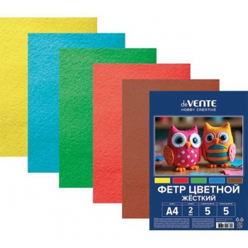 Набор фетра цветного А4 deVENTE Яркие цвета 5цв, 5л, 2 мм, жесткий арт. 8113201