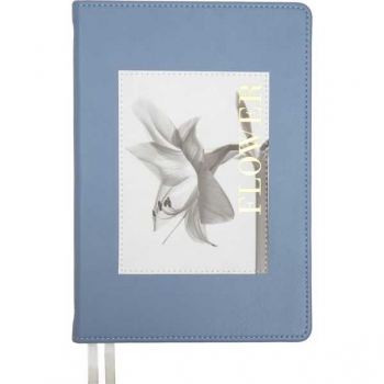 Ежедневник А5 145*205 мм, недатир. deVENTE Flower 272 стр, бел.бум., тв.обл., СЕРО-ГОЛУБОЙ арт.2234667