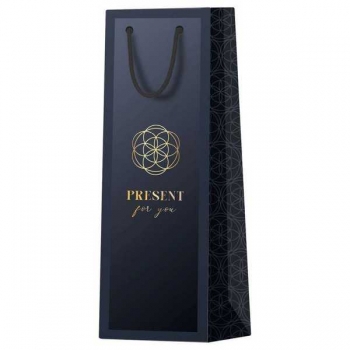 Пакет подарочный 12х36х8,5см MESHU Wine time, матовая ламинация, фольга, картонный (для бутылки) арт.MS_66262