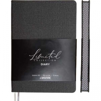 Ежедневник А5 145*205 мм, недатир. deVENTE Tweed 272 стр, бел.бум., перф-я, тв.обл., СЕРЫЙ арт.2234653