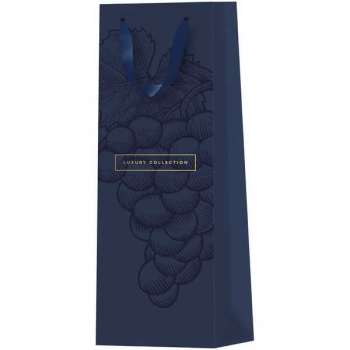 Пакет подарочный 12х36х8,5см MESHU Grape, матовое ламинирование, отд.фольгой, картонный (для бутылки) арт.MS_61738