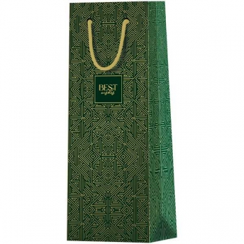Пакет подарочный 12х36х8,5см MESHU Strict pattern, матовое ламинирование, фольга, картонный (для бутылки) арт.MS_61737